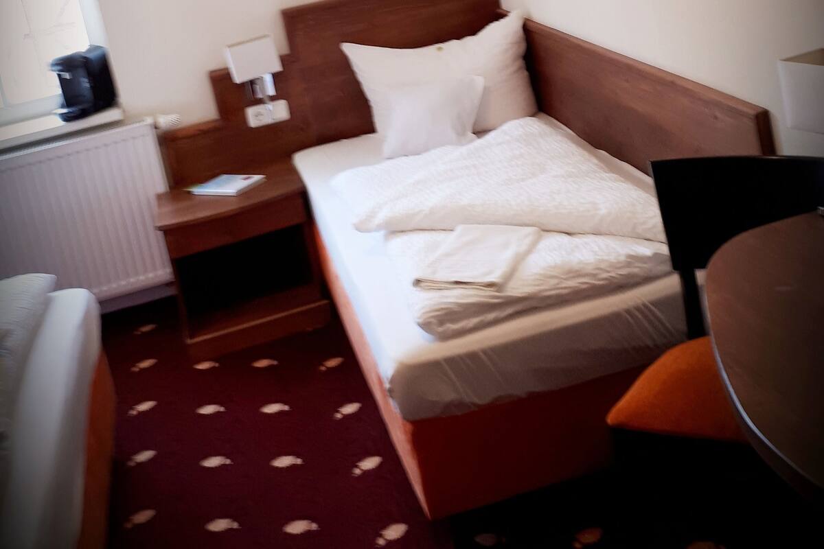 Hypo-allergenic bedding, desk, blackout curtains, soundproofing
