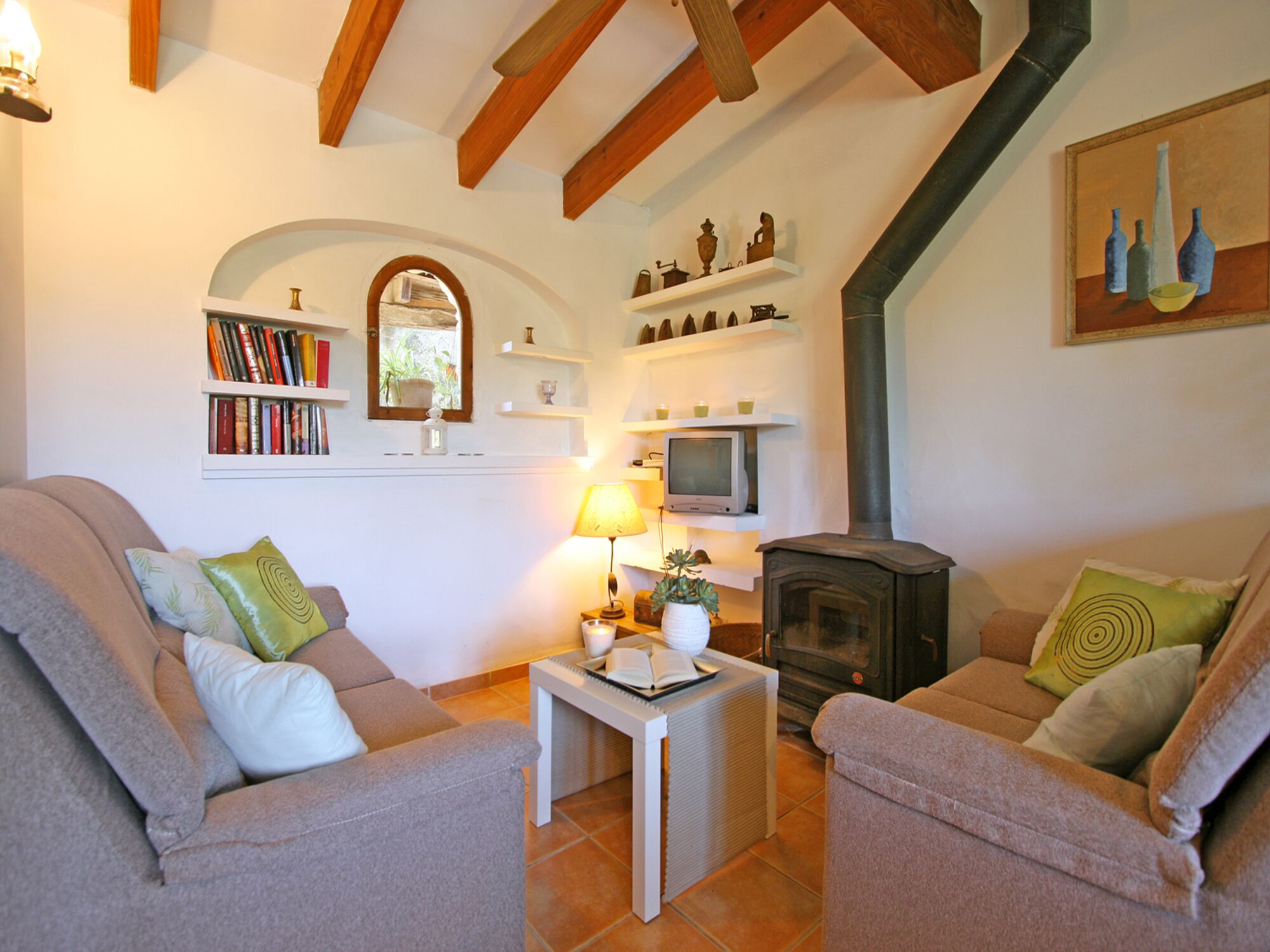 Fernseher, Kamin, Bücher