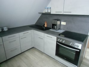 Kühlschrank, Mikrowelle, Herdplatte, Geschirrspüler
