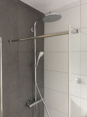 Shower, hair dryer, toilet paper