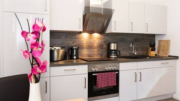 Kühlschrank, Mikrowelle, Ofen, Herdplatte