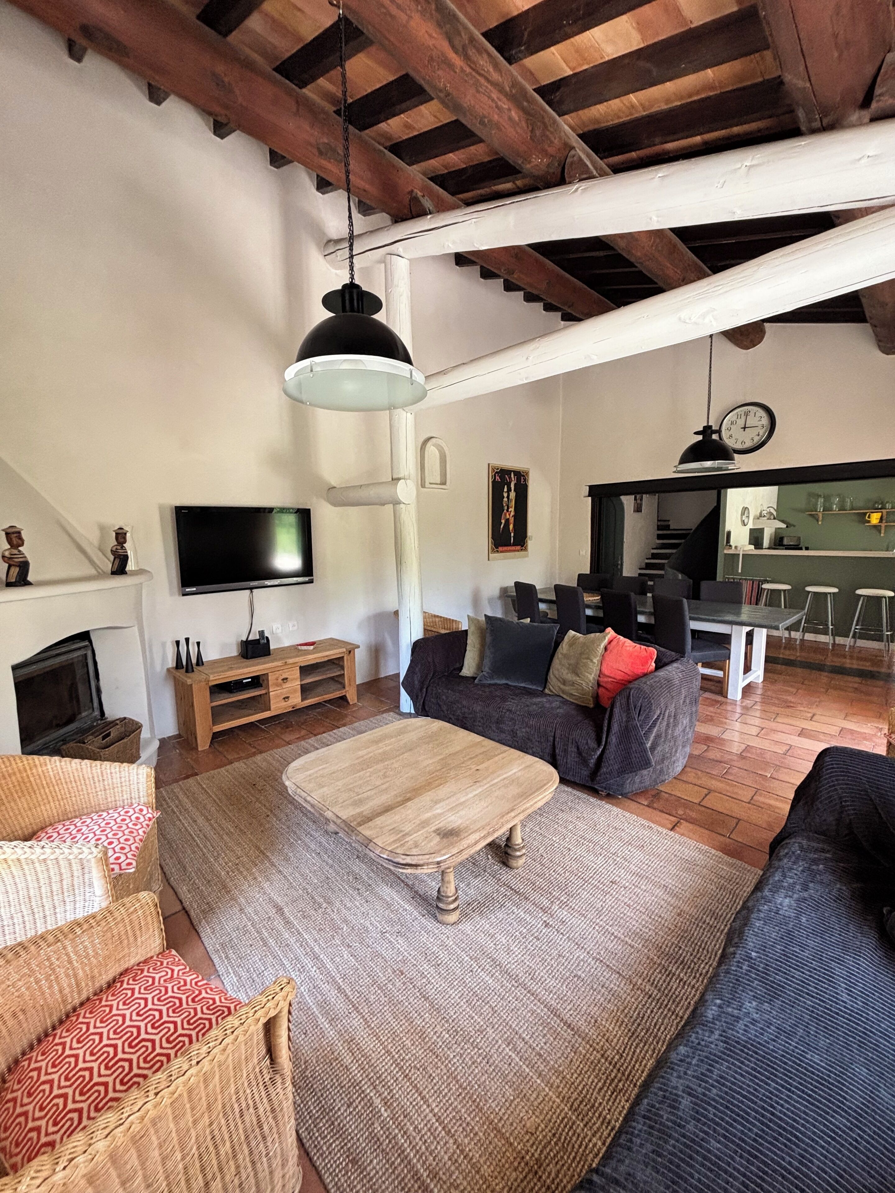 TV, fireplace, table tennis, books