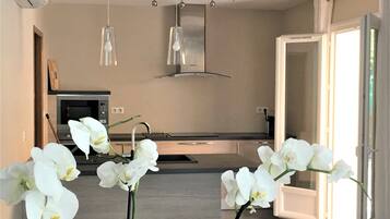 Réfrigérateur, micro-ondes, four, plaque de cuisson