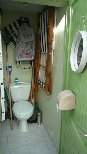 Shower, hair dryer, soap, shampoo