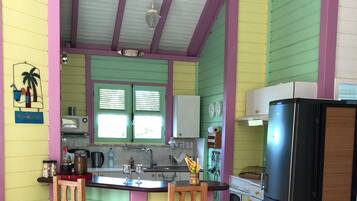 Fridge, microwave, oven, coffee/tea maker