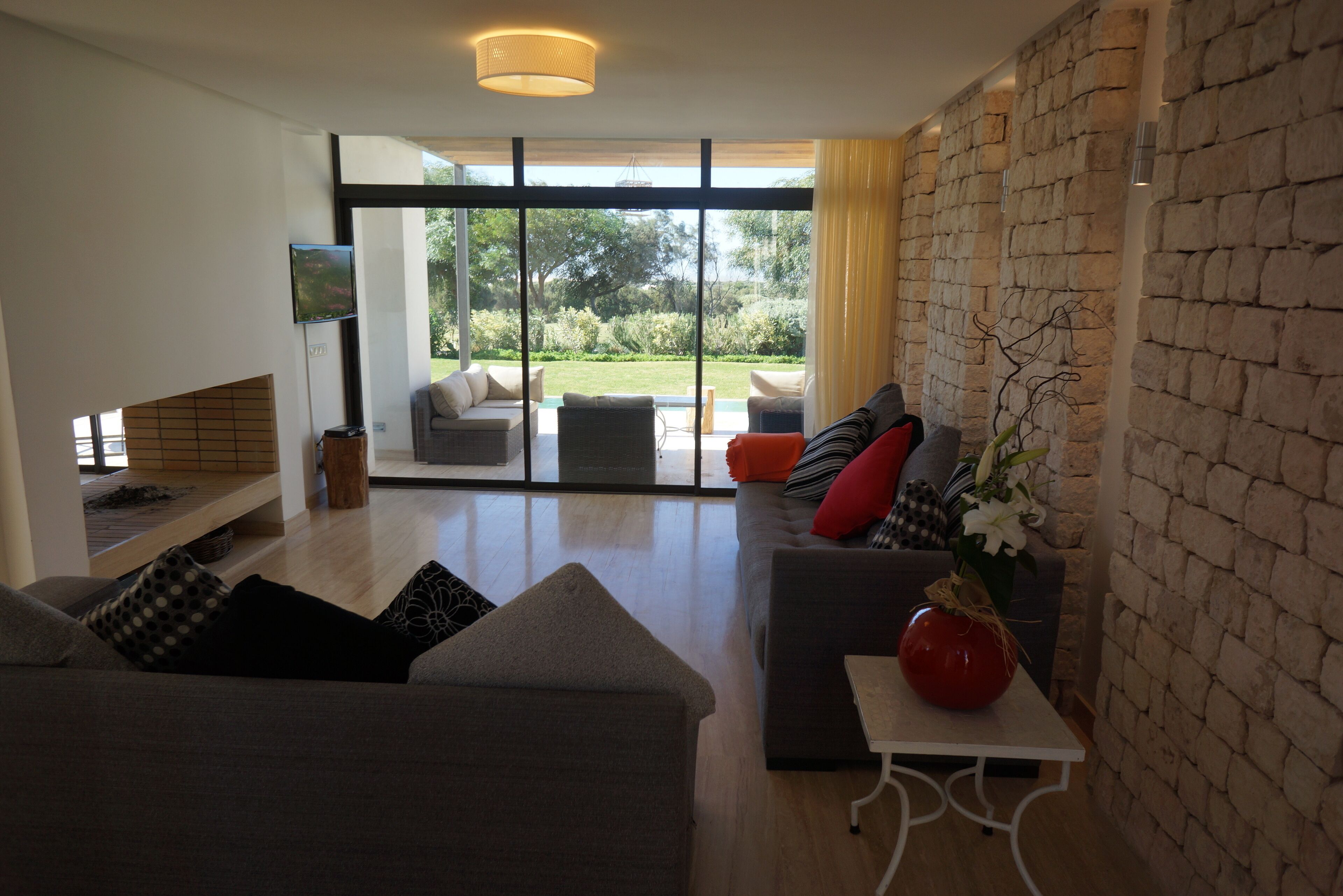 Télévision, cheminée, livres