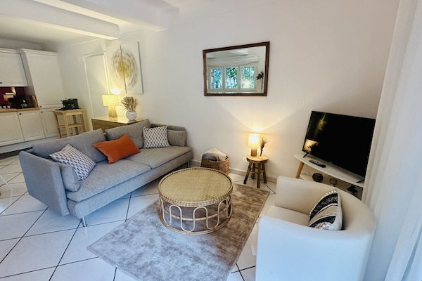 Salon avec coin télévision