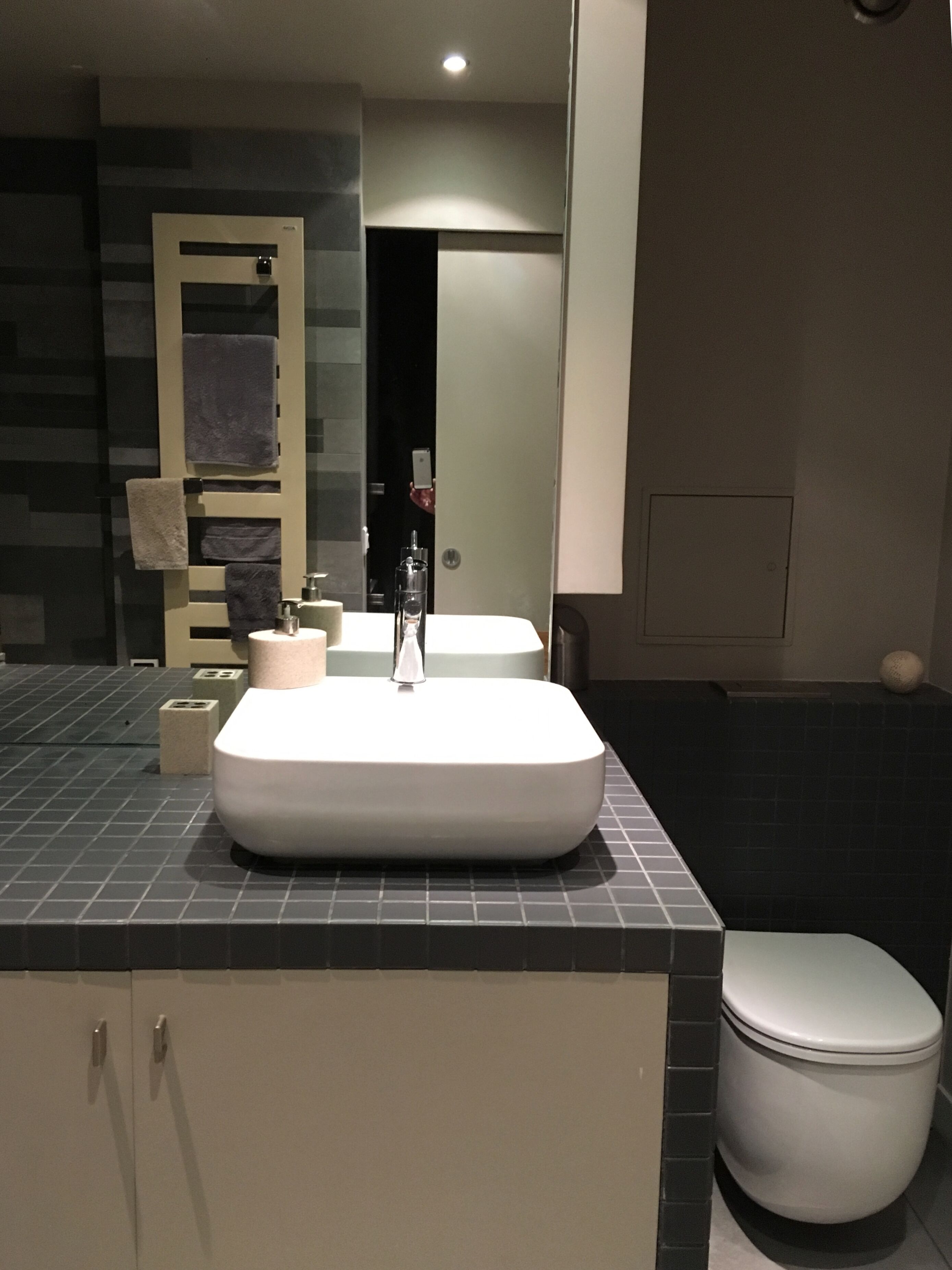Hair dryer, towels, toilet paper