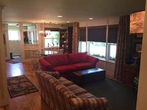 TV, fireplace
