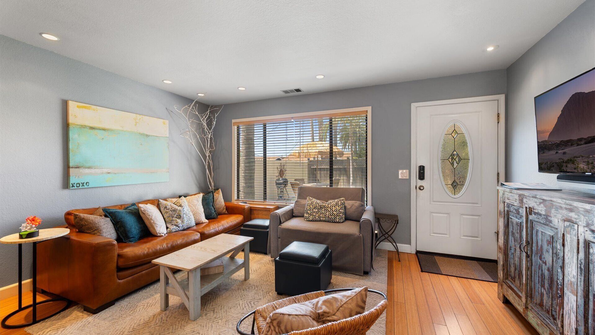 The open floor plan of this lovely home is perfect for enjoying time with friends and family
