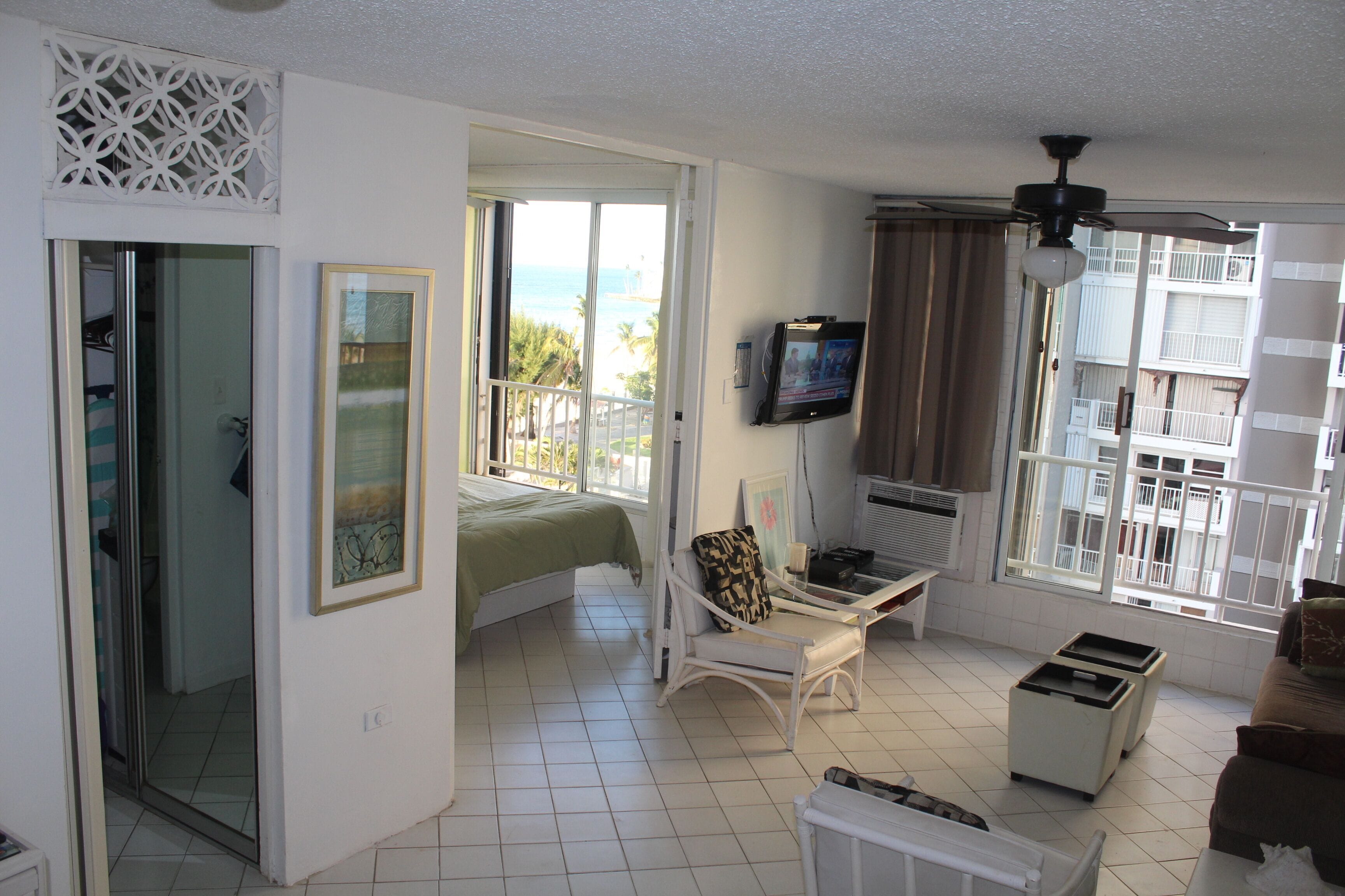 Smart TV, DVD player, books, music library