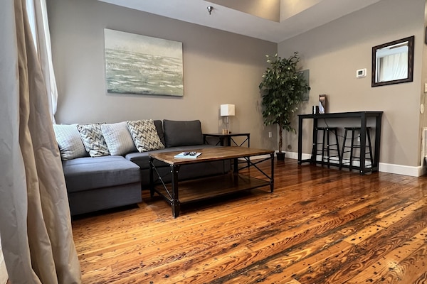 TV, DVD player, video library, stereo