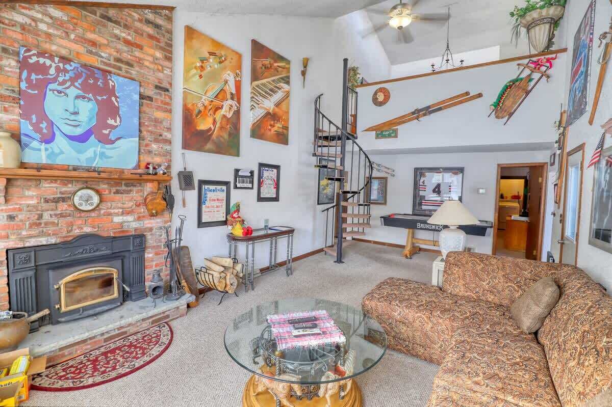 TV connectée, cheminée, jeux vidéo, lecteur de DVD