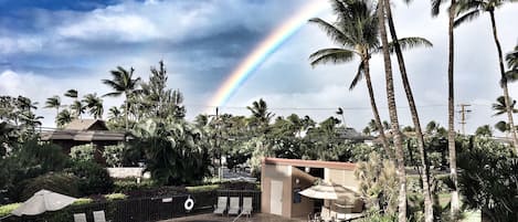 Una piscina al aire libre, una piscina climatizada