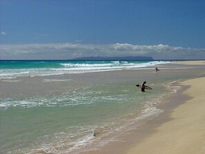 Beach nearby, sun loungers, beach towels