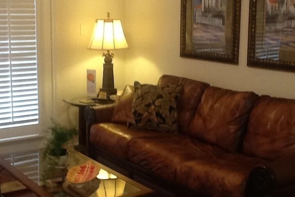 Custom plantation shutters and hardwood floors throughout. Queensize sofa bed.