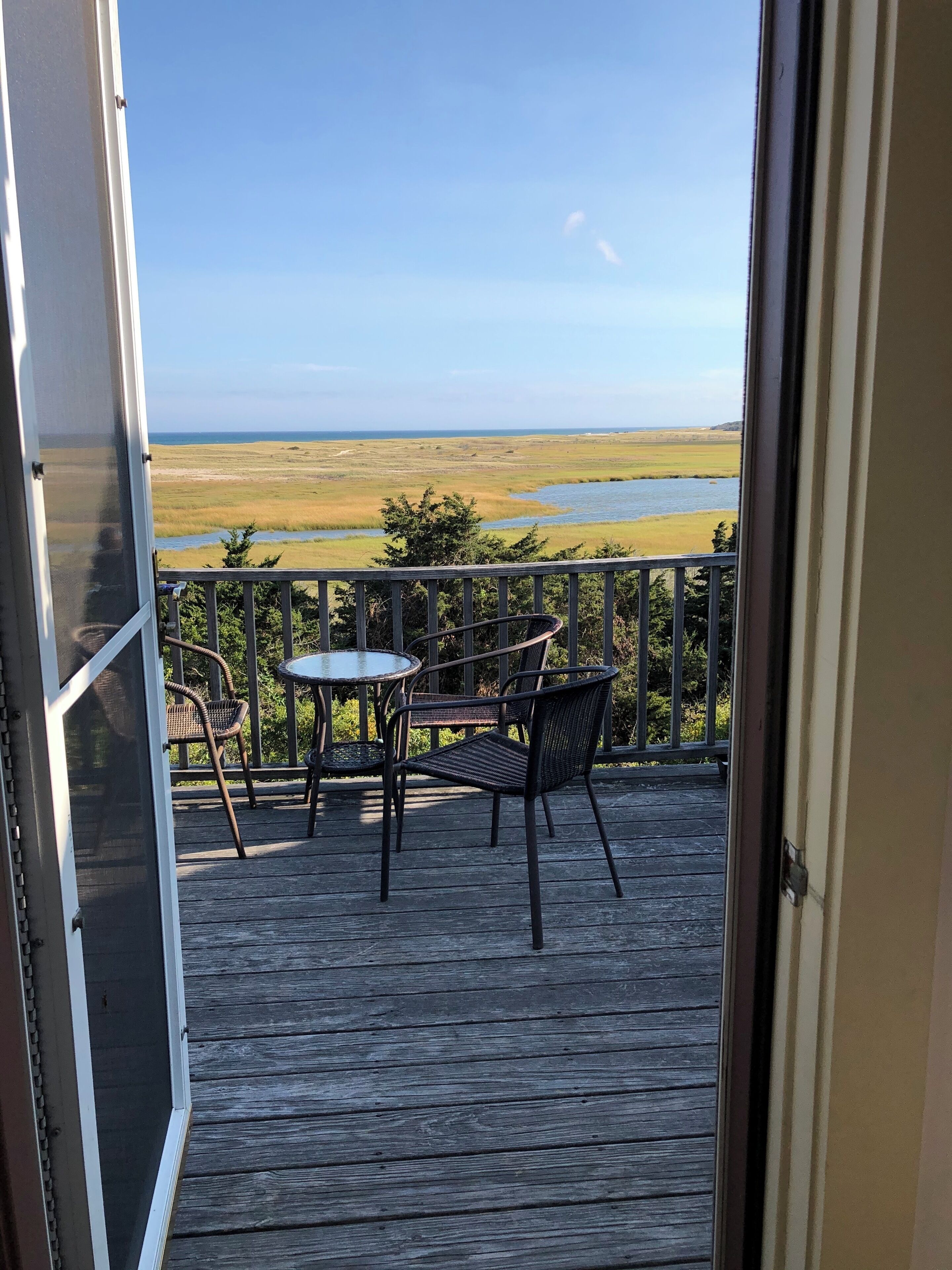 Door from TV room to upper deck