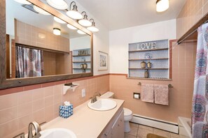 Ensemble douche/baignoire, sèche-cheveux, serviettes fournies, savon