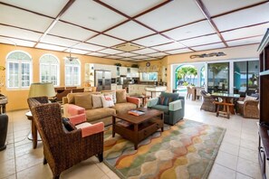 Een televisie, boeken en een muziekbibliotheek