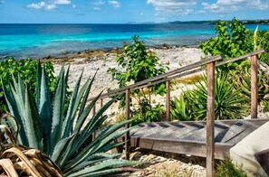 On the beach, sun-loungers, beach towels - Crown Ridge 11 Sabadeco - Beautiful ocean front villa. (Kralendijk)