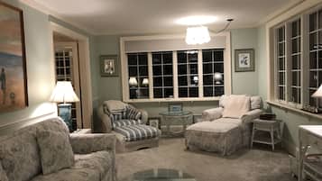 Smart TV, fireplace, video games, DVD player