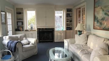 Smart TV, fireplace, video games, DVD player