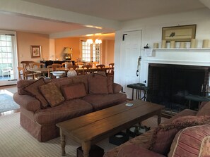 Smart TV, fireplace, video games, DVD player