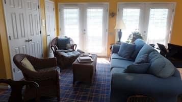 Smart TV, DVD player, books, video library