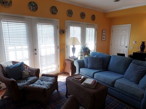 Smart TV, DVD player, books, video library