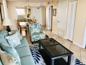 TV, DVD player, books, music library