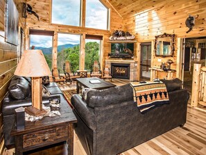Smart TV, fireplace, video games, DVD player