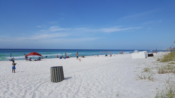 On the beach, beach towels