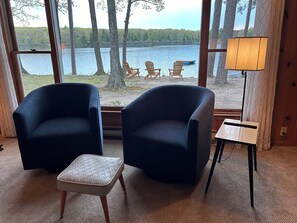 Fireplace - Leaning Pine: A Quiet Lakefront Cottage  (Interlochen)