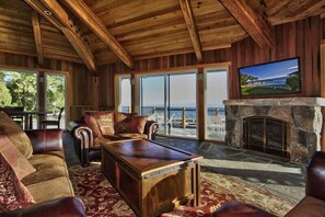 Smart TV, fireplace, DVD player, video library