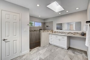 Hair dryer, towels, toilet paper