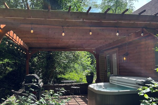 Hot tub on the patio
