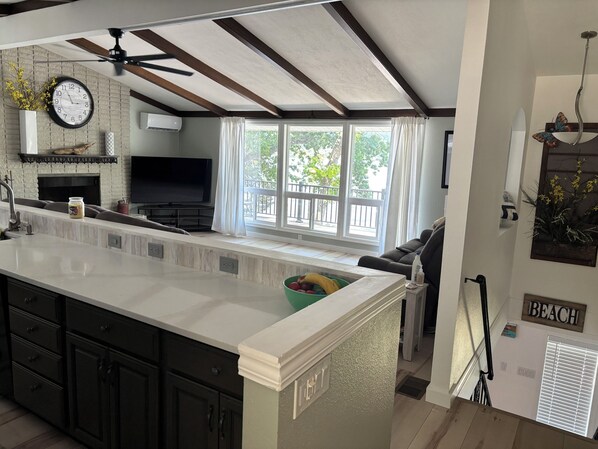 Smart TV, fireplace, table football, video library