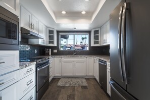 Fridge, microwave, oven, dishwasher