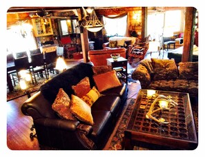 Smart TV, fireplace, DVD player, books