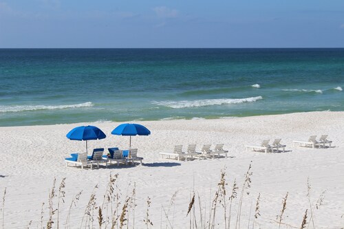 Your personal complimentary beach loungers on an uncrowded beach are ready!