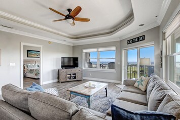 401 Ocean Place-
Spacious Living Area with Flat Screen TV and Beautiful Ocean Views