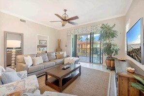Smart TV, fireplace, DVD player, ping pong