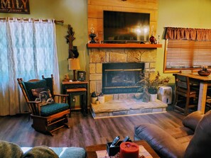 Smart TV, fireplace, video games