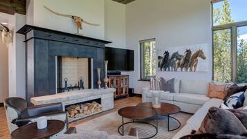 TV, fireplace, video games, stereo