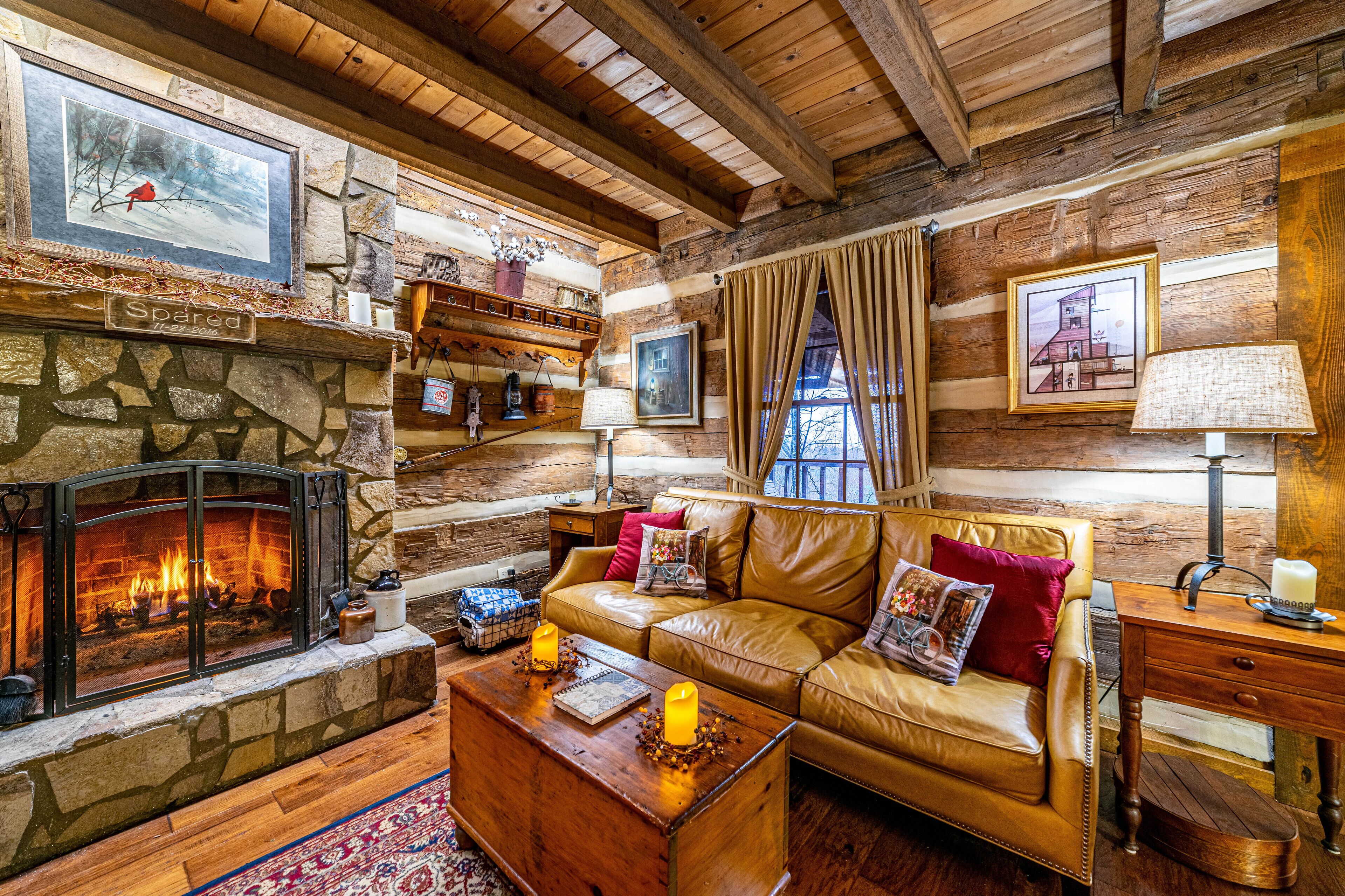 Smart TV, fireplace, DVD player, books