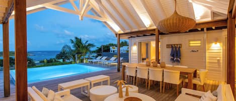 An infinity pool, a heated pool