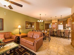 Smart TV, fireplace, DVD player, ping pong