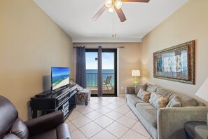 Flat-screen TV, DVD player