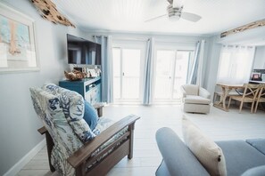 Smart TV, DVD player, books, video library