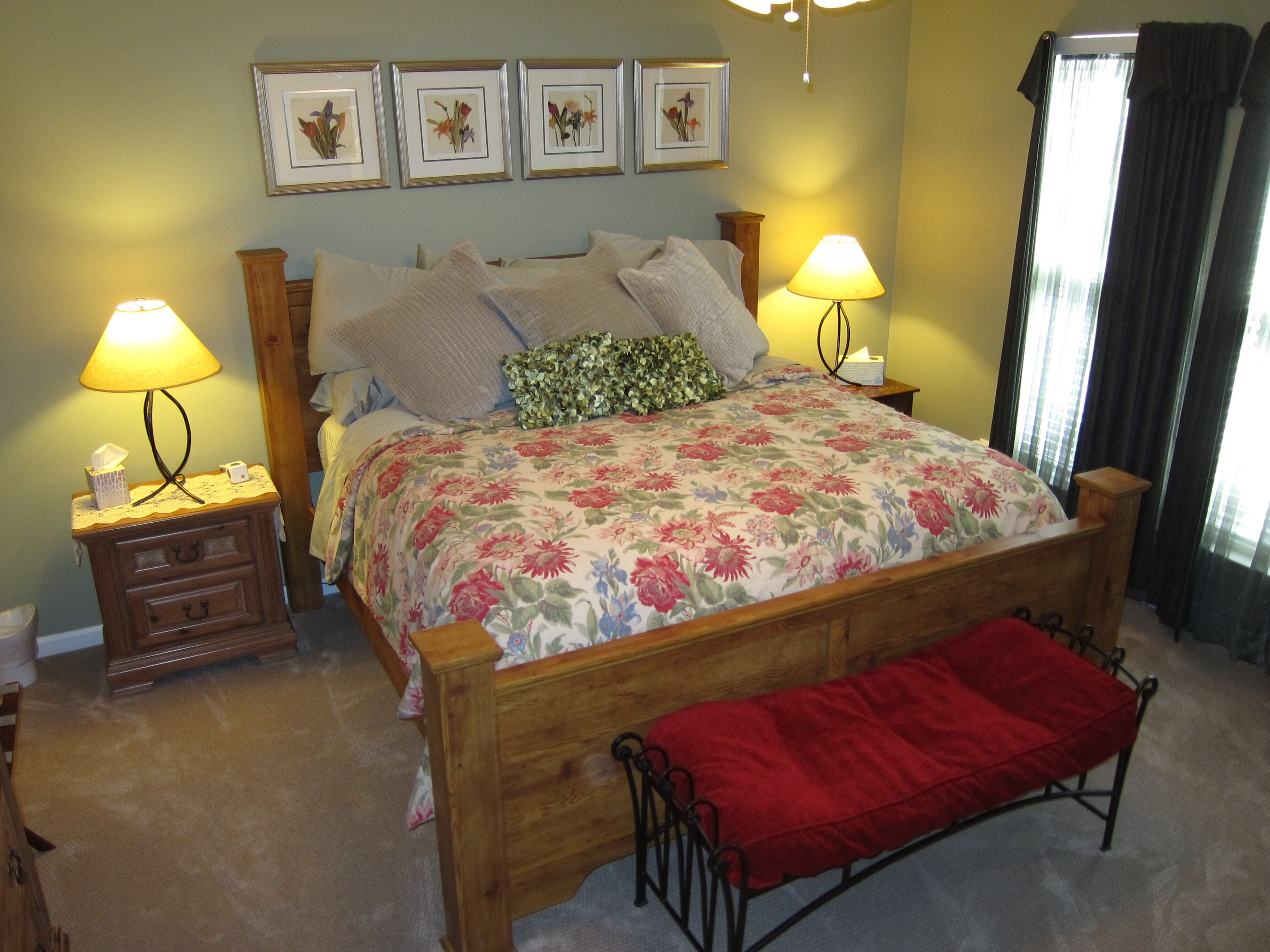 1st floor Master w/ new King plush bed, usb plug-ins and room darkening curtains